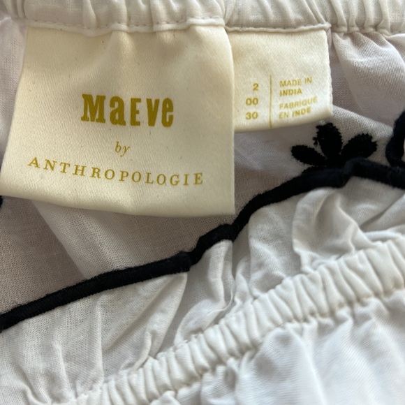 ANTHROPOLOGIE Maeve Campbell Embroidered Off-The-Shoulder Blouse 00 - Picture 8 of 8